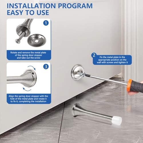 KISEER Satin Nickel 12 Pack Spring Door Stops - Heavy Duty Wall Protectors