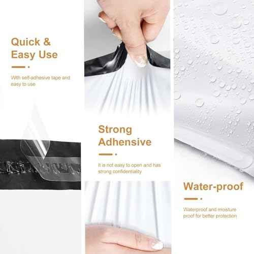 Metronic Poly Mailers 19x24 Inch 250pcs Shipping Bags for Clothes,Self Adhesive Shipping Envelopes for Small Business,Waterproof Mailers Poly Bags for Shipping,Packaging Mailing Bags White