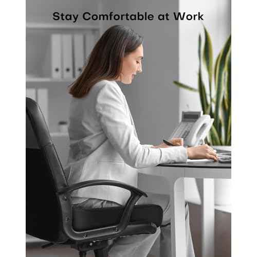 Feagar Memory Foam Seat Cushion for Office Chairs Desk, Gaming Chair Pad Tailbone Comfort Support Mesh Cover Dense Hip Sciatica Car Seat Cushion for Long Sitting Black