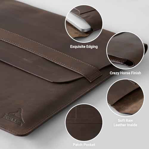 BEVEL & AWL Evoke 100% Full Grain Cow Leather Sleeve for Laptops, Pro 16 Inch (M1 Pro, M1 Max, M2 Pro, M2 Max, M3 Pro, M3 Max) 2021-2024, Handcrafted Laptop Sleeve 16 Inch Laptop Case