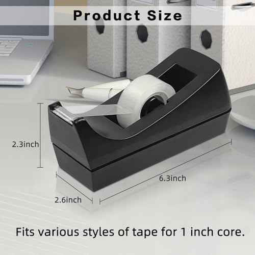 10 Pack Desktop Tape Dispenser Bulk Black Tape Roll Dispenser Non Skid Base Desk Tape Holder for Office School Home (Tape Not Included)