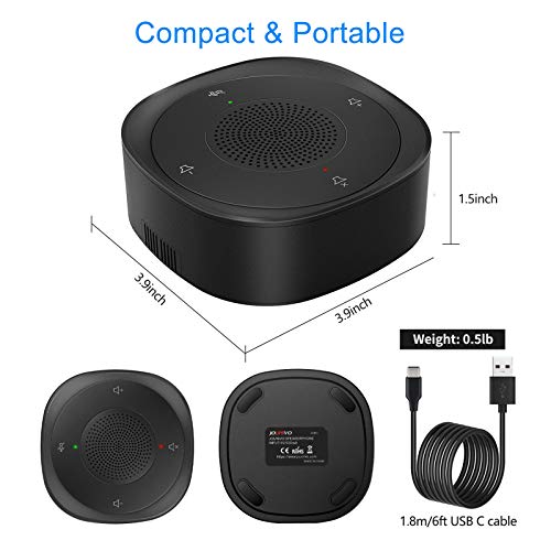 USB Speakerphone Microphone, Conference Speaker Omnidirectional Computer Mic, with 360¨¬ Voice Pickup, Touch-Sensor Buttons for Mute/unmute, Streaming, Call Speaker Skype, Webinar, Interview -(JV801)