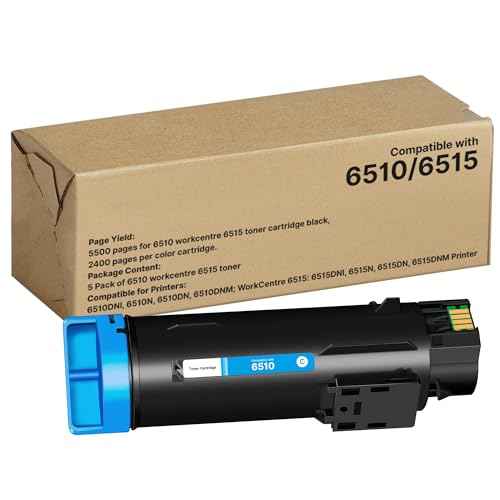 Workcentre 6515 Toner Phaser 6510 Toner Replacement for Xerox Workcentre 6515 Toner Phaser 6510 Toner Cartridge, Black Cyan Magenta Yellow, 4 Pack