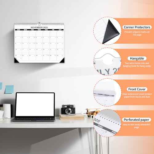 Wall Calendar 2025-2026, October 2025 to April 2027, 19 Months Calendar 14.7 * 11 Inch, Wall Calendar for Home or Office Planning and Organizing-White
