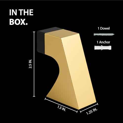 Mega Handles Curved Floor Door Stopper, Quickly Installed Wall Protector, Wall Protectors from Door Knobs, Floor Door Stop with Mounting Hardware Included - Satin Brass - 2.5 Inch