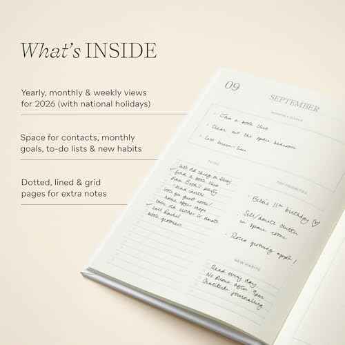 Papier Joy 2026 Year Planner - Navy Blue Hardback | Full Calendar Year | Month View & Week View | Quality Paper | Day Diary Or Organizer For Appointments, Dates, Memos | Personal & Business Use