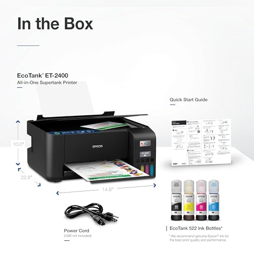 Epson EcoTank ET-2400 Wireless All-in-One Supertank Printer with High-Capacity Ink
