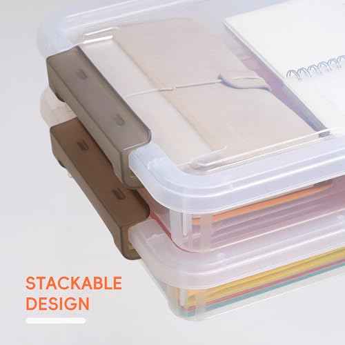 5PCS Plastic Storage Bins with Lids Portable Project Case Water Resistant Plastic Containers for Organizing Document,A4 Paper,Photo,Letter,Scrapbook