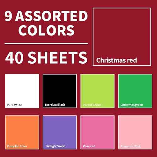 Uncle Paul 40 Sheets Christmas Red Cardstock - 8.5'' x 11'' Double-sided Cover Card Stock 65lb Printer Paper Perfect for Scrapbooking, Crafts, Business Cards 180gsm UAP25RE040