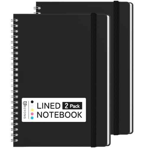 Spiral Journal Notebook - 2 Pack Small Size, Lined Journals for Writing, Journaling, Note Pad, Diary, Work & School, Men & Women (Black, 5x7)