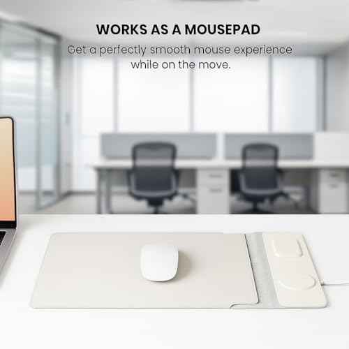 4-in-1 Laptop Sleeve/Case with Mag Safe Charging, PU Leather (15-16inch) Tech Folio | Dove (White) | Soft Shell (Foldable)