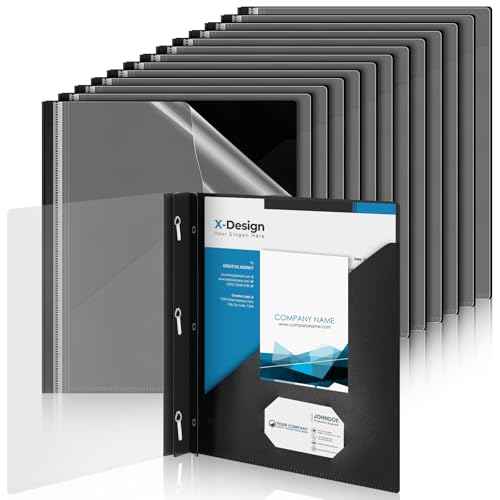 Teling 24 Pcs Clear Report Cover with 3 Prongs, Plastic Report Presentation Folders 90 Sheet Capacity Resume Document Covers for School Office(Black)