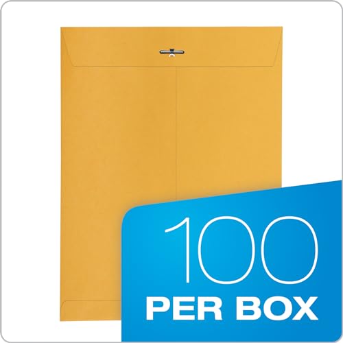 10 x 13 Clasp Envelopes with Gummed Closure - Kraft Paper Office Mailers, 100 Pack