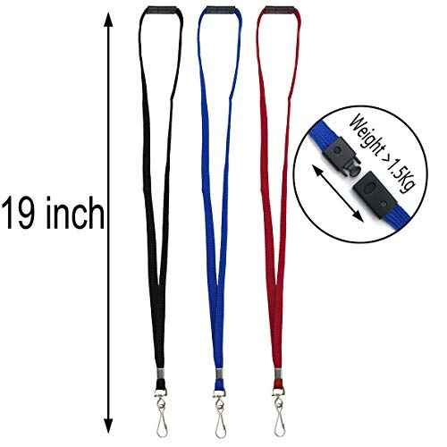 Bird Fiy Lanyards Safety Black Lanyards Neck Flat Premium Breakaway Badge Lanyard with J-Hook for ID Nametag Badge Holder (Black, 50 PCS)