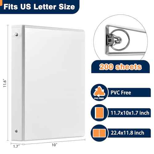 SUIN Economy 1-Inch 3-Ring-Binder, Customizable Clear View Cover, for US Letter Size 8-1/2 x 11'', Perfect for Office/School (White - 12 Packs)