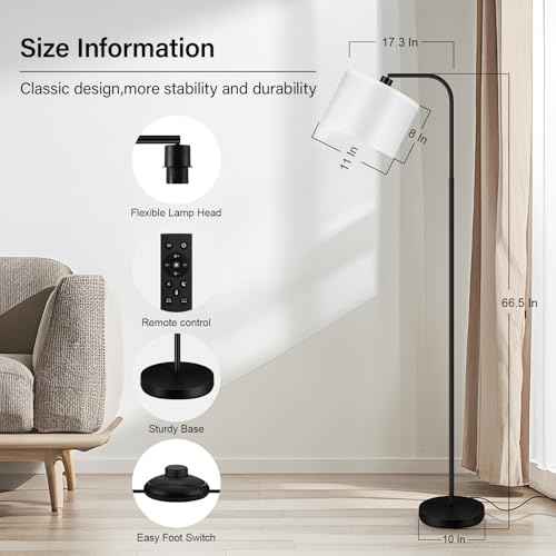 BoostArea Dimmable Floor Lamp for Living Room,Arc Sofa Lamps with Remote Control,Stepless Dimmable & Colors Temperature,2700k-6500k,67 in,Tall Modern Standing Lamp for Bedroom Study Room Office,White