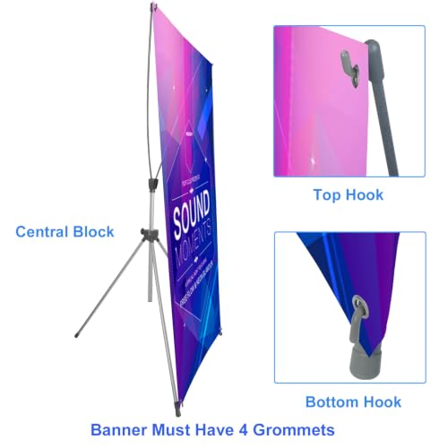 Adjustable X Banner Stand Fits Any Size Width 23" to 32" and Height