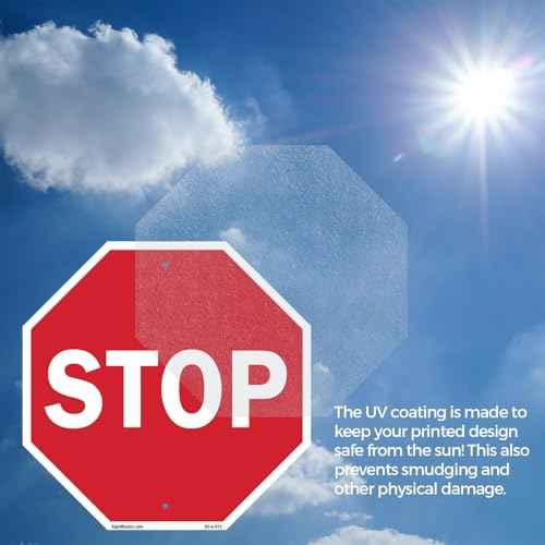 Stop (2 Pack) 18 inch X 18 inch Octagon Plastic Sign Weather Resistant, UV Protected for Workplace, Private Property, and Construction Site, Made in the USA