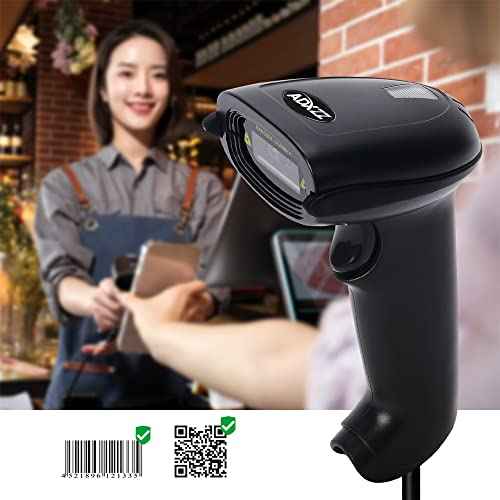 Handheld USB Barcode Scanner Wired,QR Code Scanner with USB Cable,Read 1D,2D,Data,Matrix, PDF417,Maxicode,Screen Scanning Fast and Precise for Mobile Payment,Supermarket, Retail Store, etc,Black