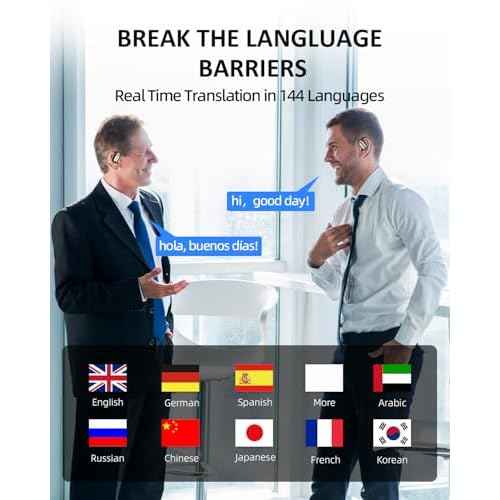 Translator Earbuds Real-Time for Language Translation: AI 3-in-1 Translating Device Wireless Bluetooth Headphones Smart Pods Open Ear Buds Two-Way Instant Translate Learning Earphone with App Support