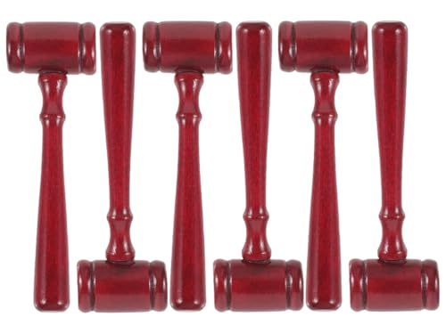 Mini Wooden Judge Gavel Set for Parties & Collectibles - 6 Pack
