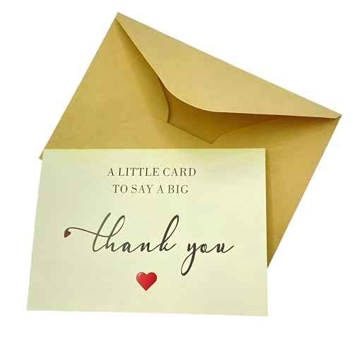 Thank You Cards with Envelopes - Pack 25 350GSM Blank Thankyou Note with Stickers, Perfect Express Gratitude for Baby Shower Wedding Business Funeral Graduation Greeting - Bulk Small Mini Personalized