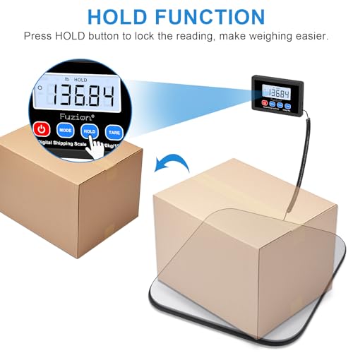 Fuzion-LiftX Shipping Scale, 440LB/200KG x 10g Digital Postal Scale, Hold/Tare Function, Shipping Scale for Packages Small Business/Luggage/Mailing/Postage, Battery & AC Adapter Included