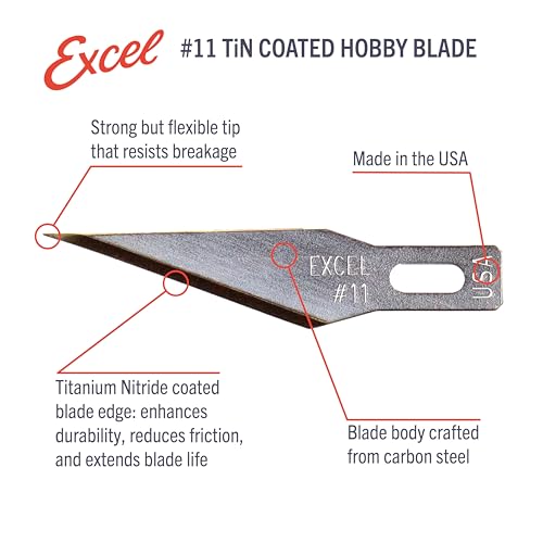 Excel Blades #11 Titanium Nitride Hobby Blades 50-Pack, Carbon Steel Precision Cutters