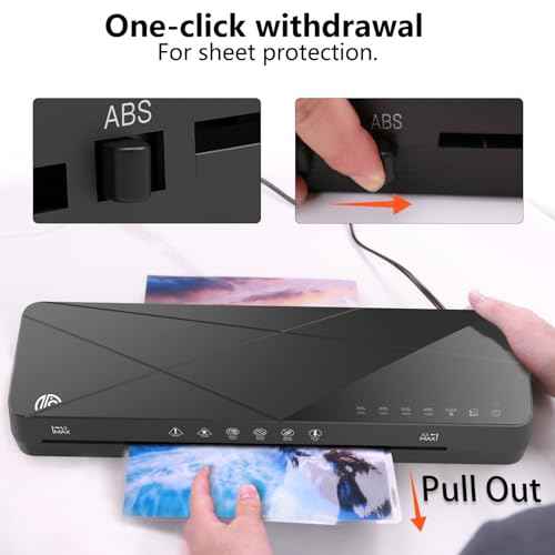 Crenova Laminator Machine 13 inch, Laminating Machine 60s Quick Warm Up Auto Off, Cold Hot Lamination Machine with ABS Jam Free, Laminator for Home Office School, Black