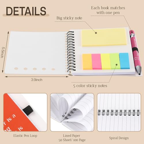 Fulmoon 36 Sets Employee Appreciation Gifts Bulk Inspirational Spiral Notebook with Bamboo Ballpoint Pens Motivational Pocket Journals Notepads 2 in1 Pen for Nurse Teacher Employees Coworker(Colorful)