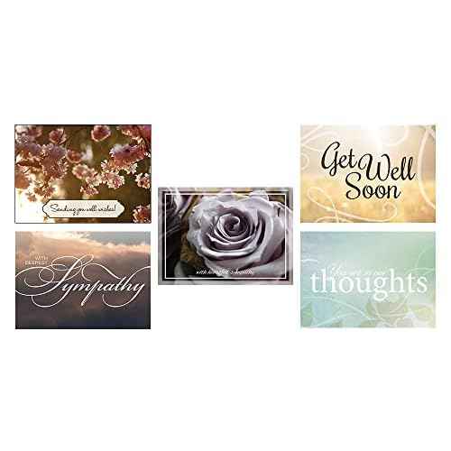 Sympathy and Get Well Cards Assortment Set (25 Bulk Pack ? 5 Designs) Elegantly Designed Condolence Cards with Envelopes (5x7 inch - A7) Family, Business, Employees & Clients (VP1604)