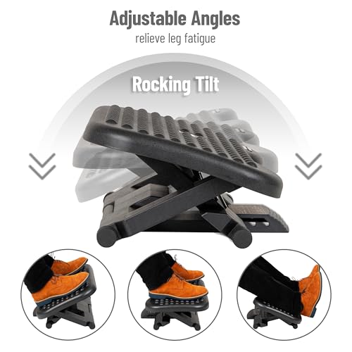 Mind Reader Adjustable Ergonomic Foot Rest with Massage Surface - Under Desk, Black
