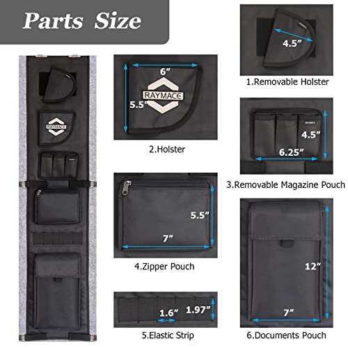 RAYMACE Gun Safe Door Panel Organizer 10W*46H inch£¬Adjustable Width to 13 Inch, Pistols and Documents Storage Solution