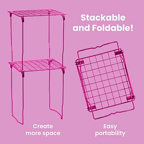 LockerMate Stac-A-Shelf Extra Tall Locker Shelf Pink (Pack of 1) - 12"