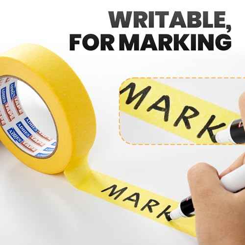ADHES Yellow Painters Tape Yellow Masking Tape, 2 inch x 55 Yards x 6 Rolls, No Residue Wall Safe Tape for Home Wall Painting, Building, School Stationery, Labeling, 14 Days Clean Remove