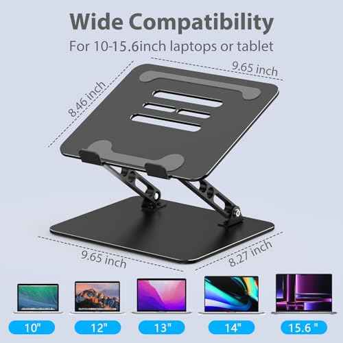 Adjustable Laptop Stand for Desk, Metal Foldable Laptop Riser Holder, Portable Desktop Book Stands, Ventilated Cooling Computer Notebook Stand Compatible with 10-15.6¡± Laptops