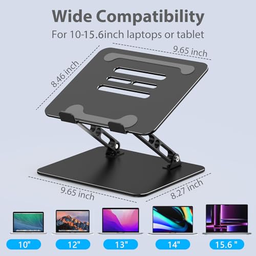 Gogoonike Classic Black Adjustable Laptop Stand - Ergonomic Metal Riser for Desk, Supports 17.6 lbs