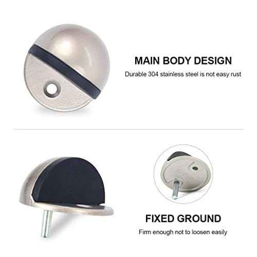 Floor Door Stopper Satin Nickel with Rubber pad, Semicircle Shaped Door Stopper, Stainless Steel for Protecting Wall (2inch x 30pack, Dark Grey)