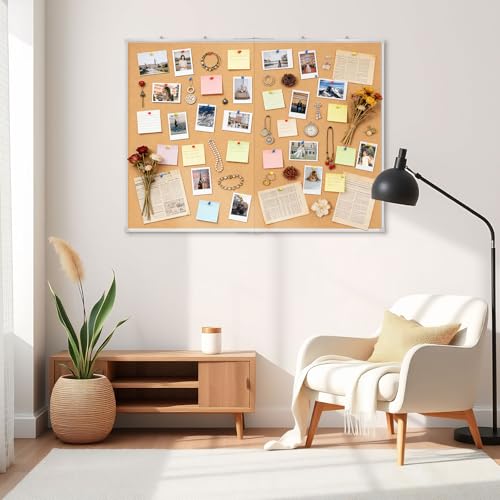 AMUSIGHT Double-Sided Foldable Cork Board 48x36 Inch Wall Organizer