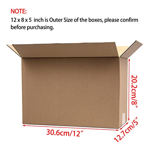 12x8x5 Inch Brown Corrugated Shipping Boxes - 25 Pack, Small Business Packaging