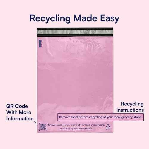 100 Count, 10x13 inch 100% Recycled Poly Mailers Eco Friendly Packaging Envelopes Supplies Mailing Bags 2.5 Mil Thick - SMART Mailer