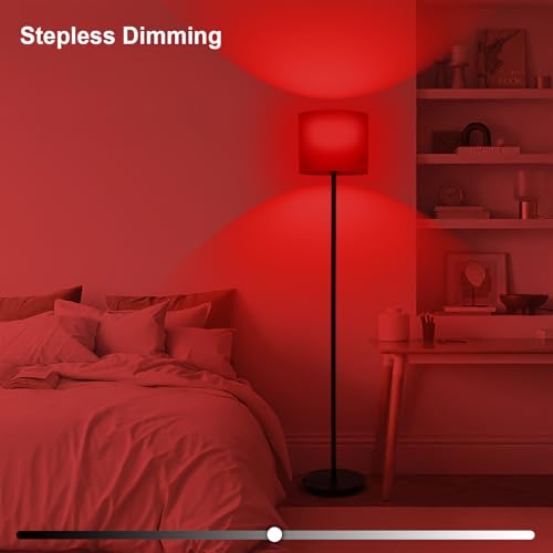 Floor Lamp with Red Light - 670nm Red Night Light for Sleep, 3CCT LED Standing Lamp with Remote, Dimmable Modern Floor Light with Timer and Memory, Sturdy Iron Base, Linen Shade, for Bedroom