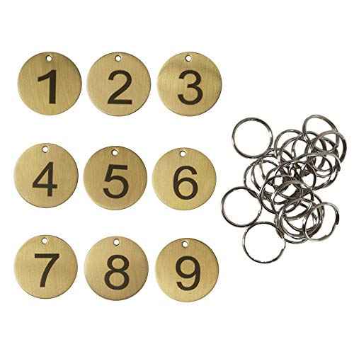 Numbered Brass Tags with Key Rings (1-25)