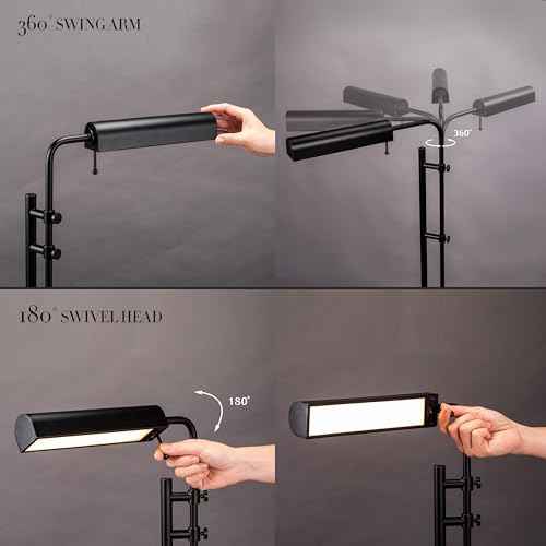O'Bright Aurora LED Pharmacy Desk Lamp - Swing Arm, Industrial Design for Reading, Crafting, Work,10W LED, Adjustable Height 18.5-24.5 inches - Ideal for Living Room, Bedside, Office - Black