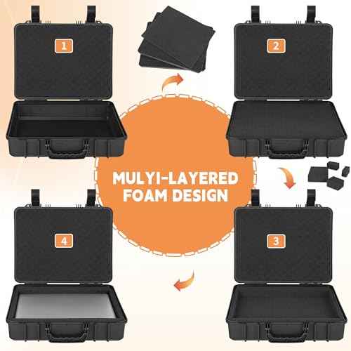 Laptop Hard Case for 14-15.6 inch Gaming Laptops & Accessories - Heavy Duty Laptop Storage Case with Pull & Pluck Foam Layer (Black)