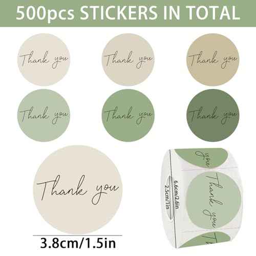 Starboling Thank You Sticker,500pcs 1.5Inch Green Thank You for Supporting My Small Business Stickers,for Supporting My Business Supplies Packing,Envelopes,Gift Wraps and Crafts£¨Green£©