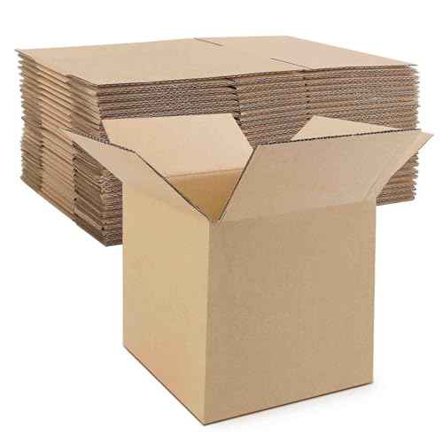 Mat Board Center, 7x7x7 Inches Shipping Boxes for Mailing Moving Packaging, 25 Pack Corrugated Cardboard Boxes for Small Business, Kraft
