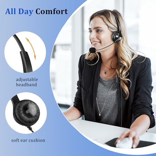 Callez RJ9 Phone Headset with Microphone Noise Cancelling Office Telephone Headsets Compatible with Polycom VVX411 VVX311 VVX410 VVX500 Avaya 1416 1408 Mitel 5330e Shoretel 230 NEC Allworx Toshiba
