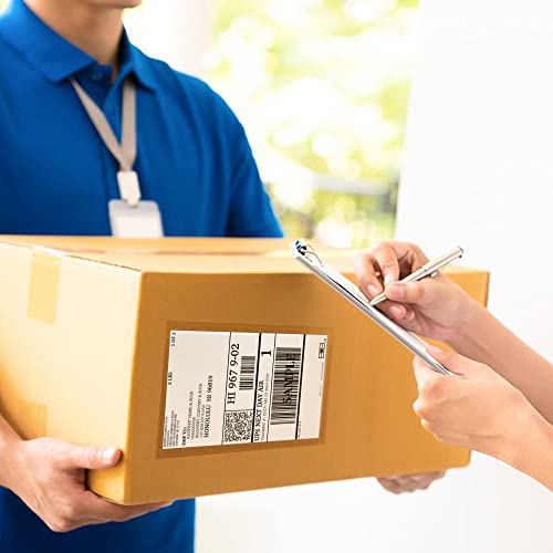 Pack of 100 Waterproof Clear Shipping Label Sleeves 7.5x5.5 Inches with Peel & Seal - Ideal for Invoices & Packaging