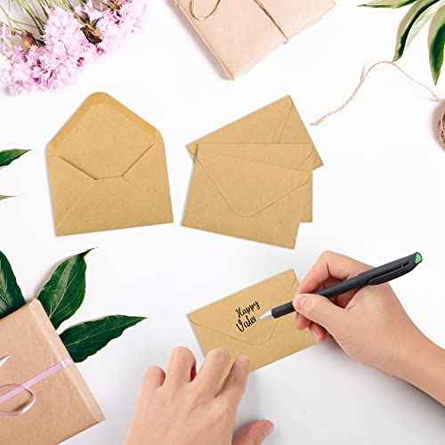 150 Pack Gift Card Envelopes, 4" x 2.75" Mini Envelopes, Brown Kraft Business Card Envelopes, Small Envelopes for Holidays, Weddings, Baby Showers, Birthdays Banquets